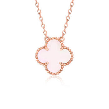 [basloveJW]CLOVER 15MM PINK MOTHER-OF-PEARL SINGLE FLOWER NECKLACE