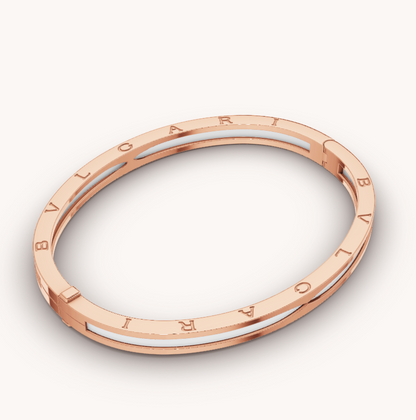 [Basjewels]ZERO 1 PINK GOLD WITH WHITE CERAMIC BRACELET