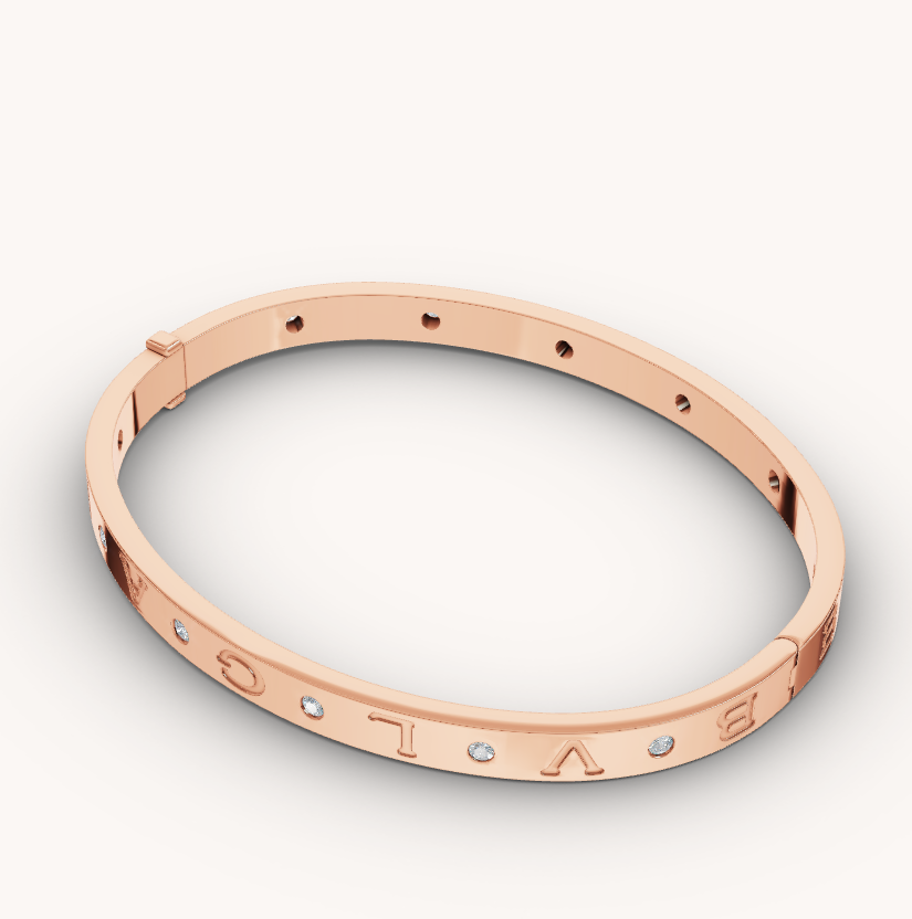 [Basjewels]ZERO 1 PINK GOLD 12 DIAMONDS BRACELET