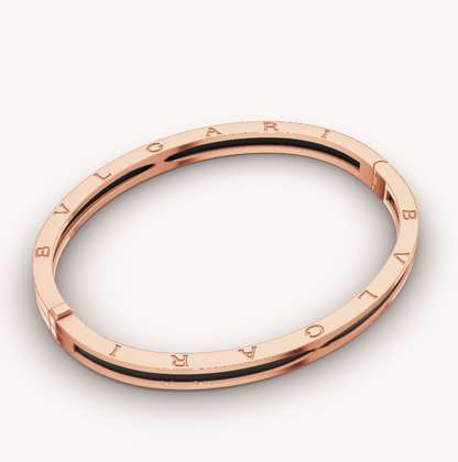 [Basjewels]ZERO 1 PINK GOLD WITH BLACK CERAMIC BRACELET