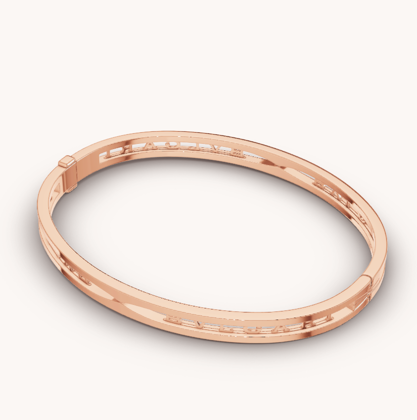 [Basjewels]ZERO 1 SPIRAL LOGO PINK GOLD BRACELET