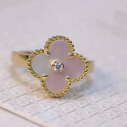 [basloveJW]CLOVER PINK MOP RING GOLD DIAMOND