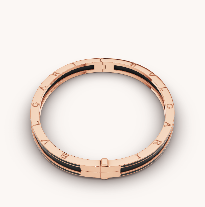 [Basjewels]ZERO 1 PINK GOLD WITH MATTE BLACK CERAMIC BRACELET