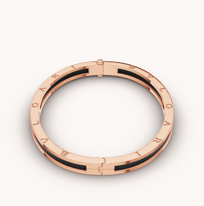 [Basjewels]ZERO 1 PINK GOLD WITH BLACK CERAMIC BRACELET