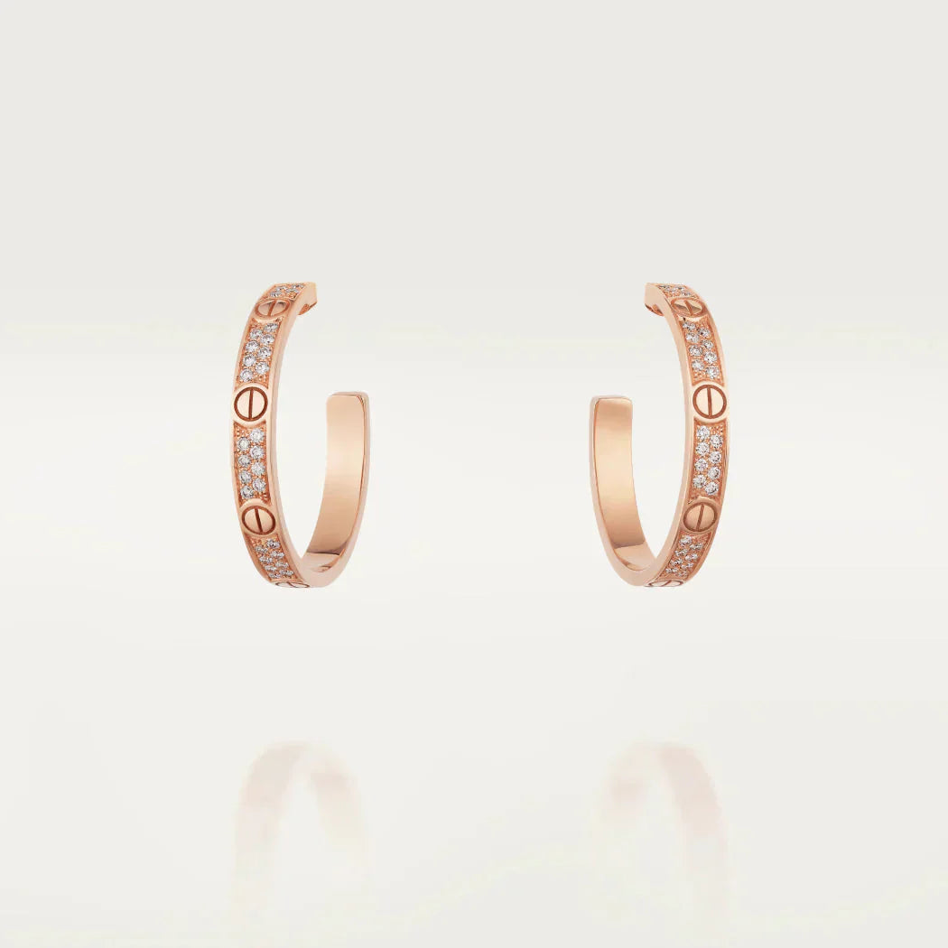 [basloveJW]LOVE DIAMOND PINK GOLD HOOP EARRINGS