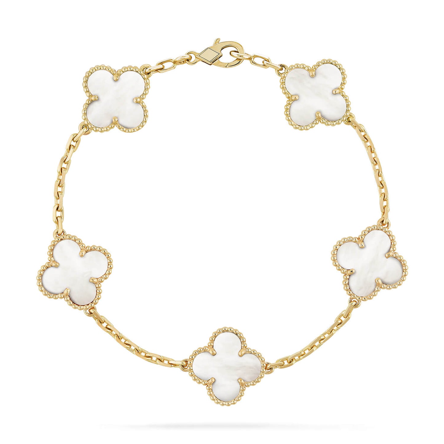 [basloveJW]CLOVER  5 MOTIF WHITE MOP BRACELET