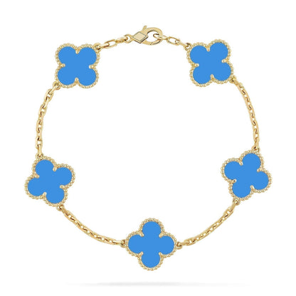 [basloveJW]CLOVER 5 MOTIFS BLUE AGATE BRACELET