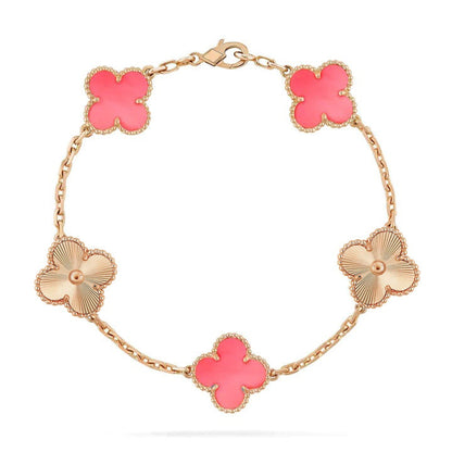 [basloveJW]CLOVER BRACELET 5 MOTIF PINK AND PINK GOLD