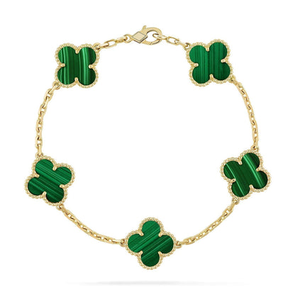 [basloveJW]CLOVER 5 MOTIFS MALACHITE BRACELET