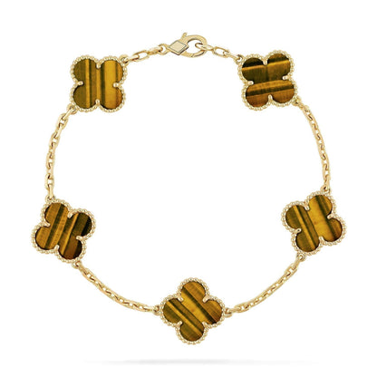 [basloveJW]CLOVER  5 MOTIFS TIGER EYE BRACELET