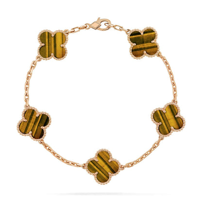 [basloveJW]CLOVER  5 MOTIFS TIGER EYE BRACELET