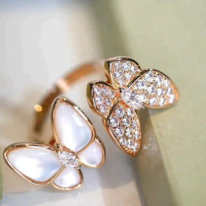 [basloveJW]TWIN BUTTERFLY DIAMOND MOP RING