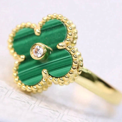 [basloveJW]CLOVER MALACHITE RING GOLD DIAMOND