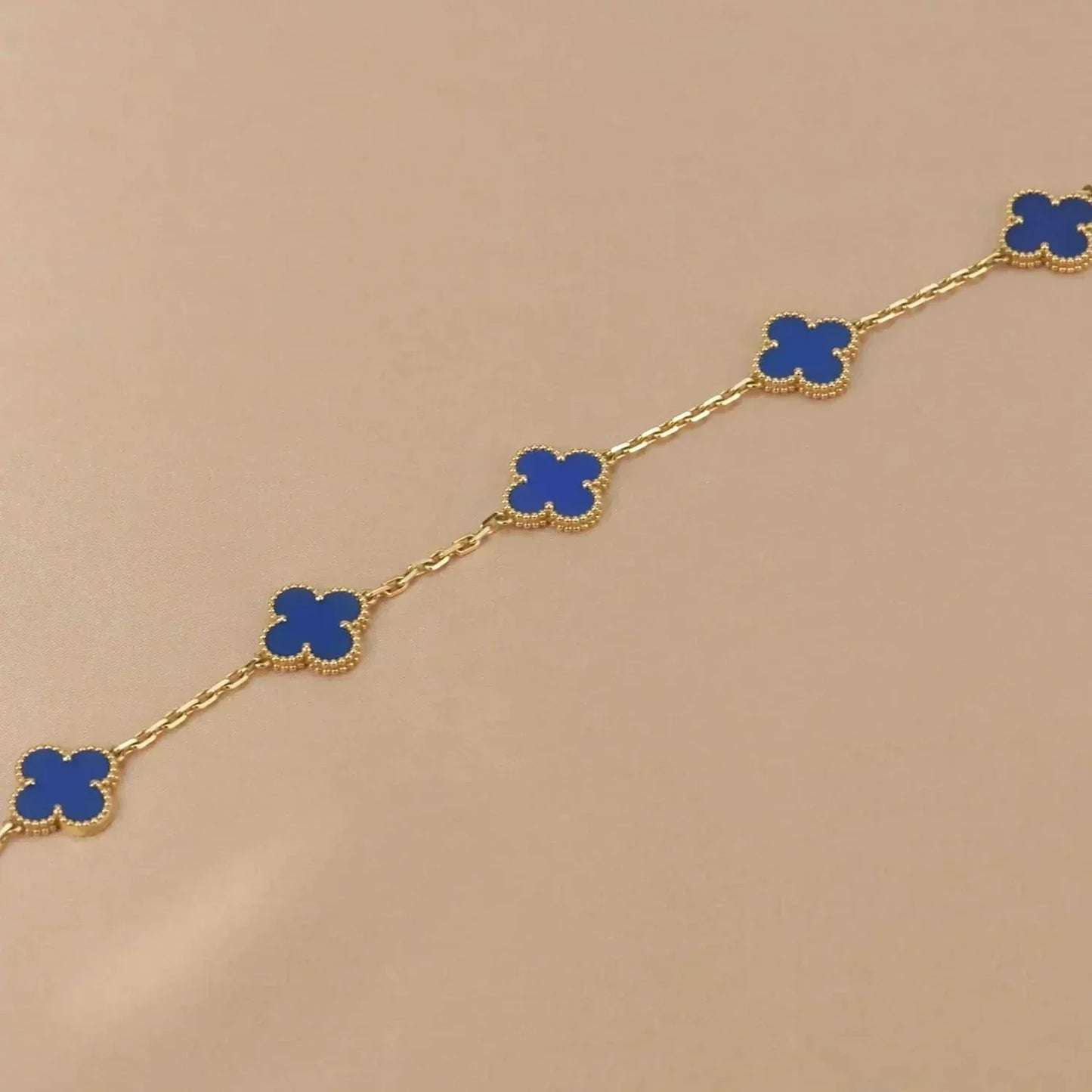 [basloveJW]CLOVER 5 MOTIFS BLUE AGATE BRACELET