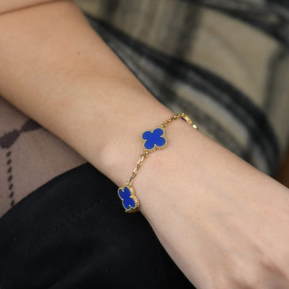 [basloveJW]CLOVER 5 MOTIFS BLUE AGATE BRACELET