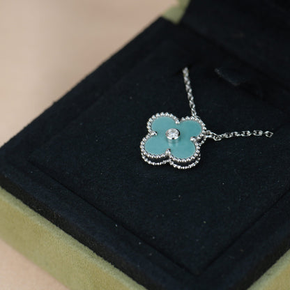 [basloveJW]CLOVER 15MM DIAMOND SVRES PORCELAIN  NECKLACE SILVER