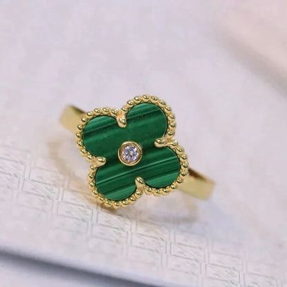 [basloveJW]CLOVER MALACHITE RING GOLD DIAMOND