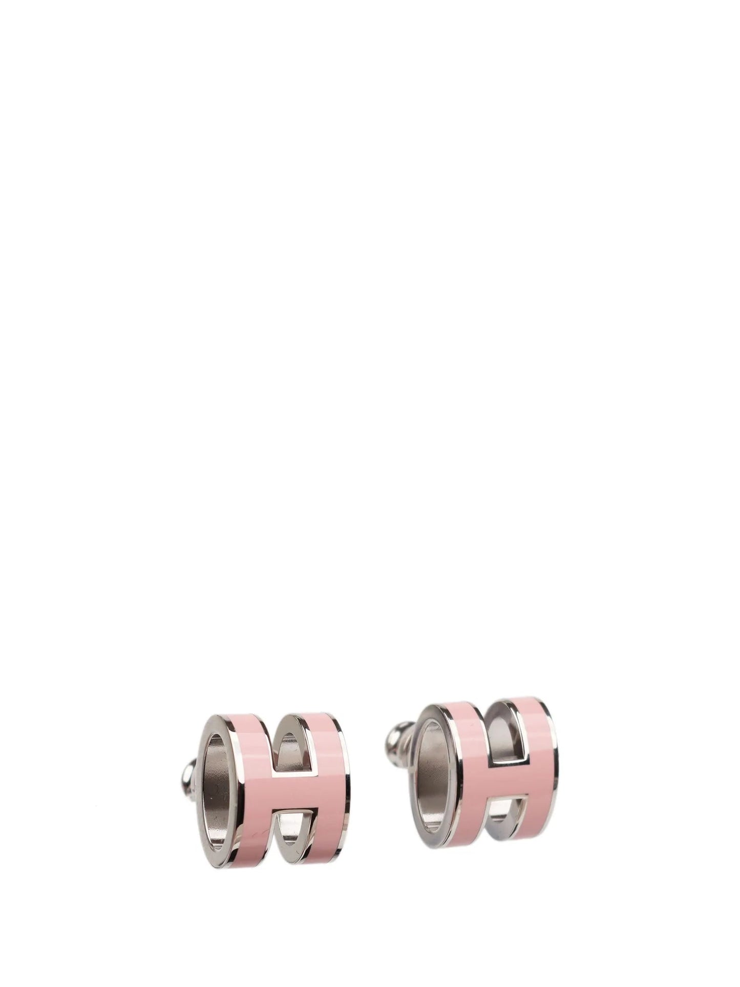 [Basjewels]MINI POP H SILVER EARRINGS PINK