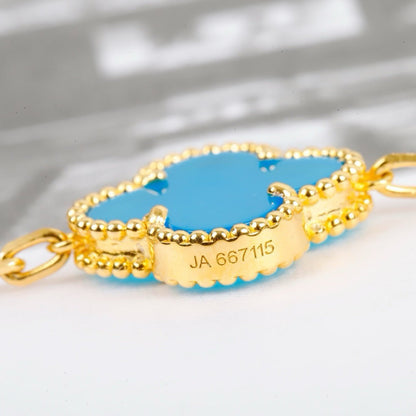 [basloveJW]CLOVER 5 MOTIFS TURQUOISE BRACELET