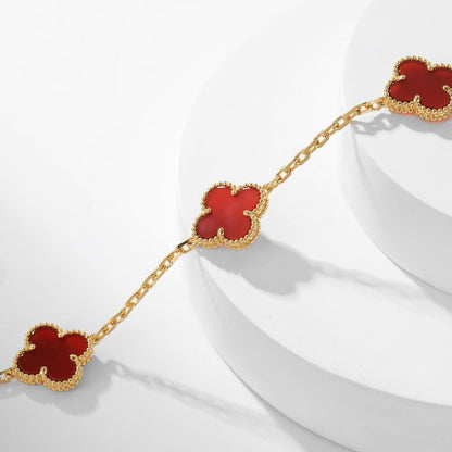 [Basjewels]CLOVER 10 MOTIFS CARNELIAN NECKLACE