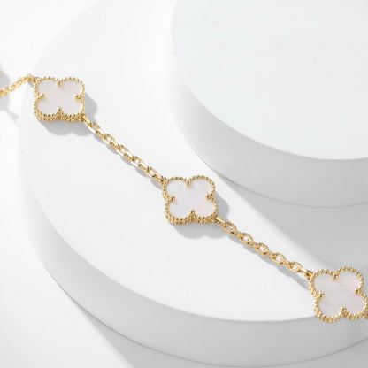 [Basjewels]CLOVER 10 MOTIFS WHITE MOTHER OF PEARL NECKLACE