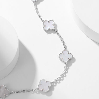 [Basjewels]CLOVER 10 MOTIFS WHITE MOTHER OF PEARL NECKLACE