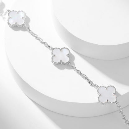 [Basjewels]CLOVER 10 MOTIFS WHITE MOTHER OF PEARL NECKLACE