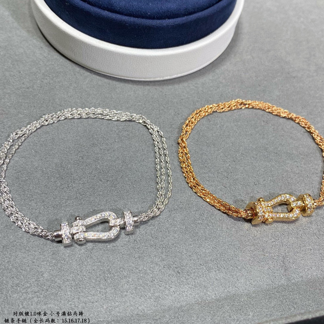 [Basjewels]FORCE SMALL HORSESHOE  DIAMOND CHAIN ROPE BRACELET