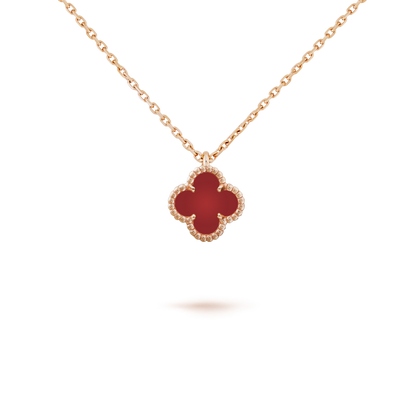 [basloveJW]CLOVER MINI 9.5MM WHITE CARNELIANS NECKLACE