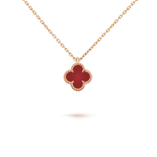 [basloveJW]CLOVER MINI 9.5MM WHITE CARNELIANS NECKLACE