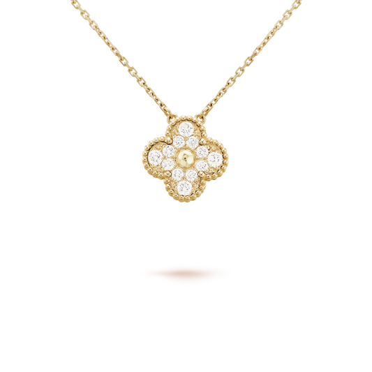 [basloveJW]CLOVER 15MM DIAMOND SINGLE FLOWER NECKLACE