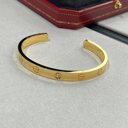 [basloveJW]LOVE BRACELET 6.1MM 1 DIAMOND OPEN CUFF