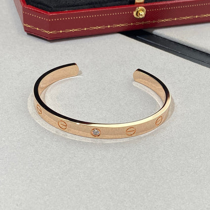 [basloveJW]LOVE BRACELET 6.1MM 1 DIAMOND OPEN CUFF