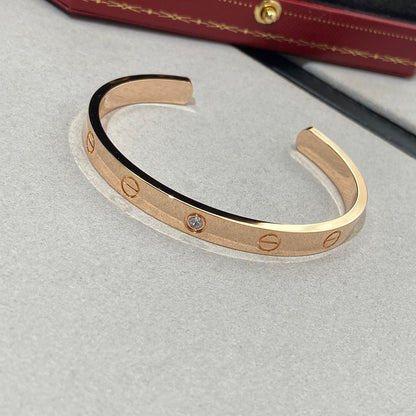 [basloveJW]LOVE BRACELET 6.1MM 1 DIAMOND OPEN CUFF