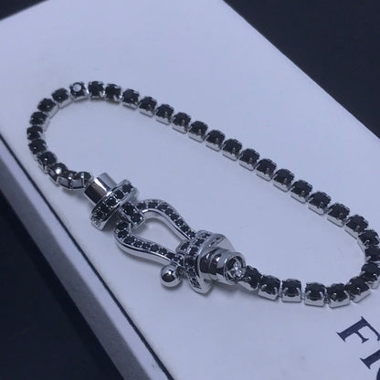 [Basjewels]FORCE  LARGE HORSESHOE FULL DIAMOND TENNIS BRACELET