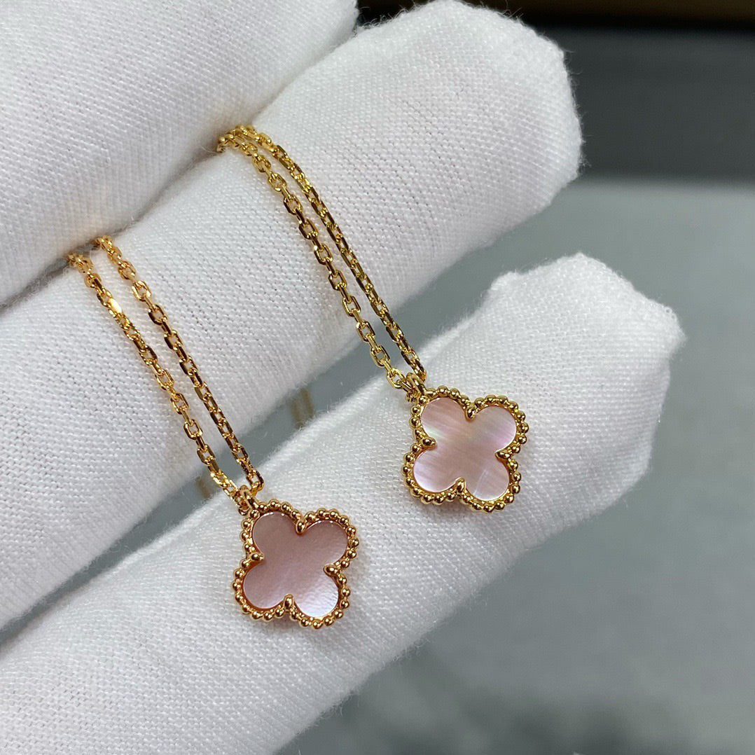 [basloveJW]CLOVER 15MM PINK MOTHER-OF-PEARL SINGLE FLOWER NECKLACE