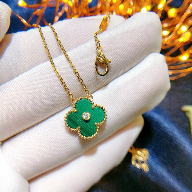 [basloveJW]CLOVER 15MM DIAMOND TURQUOISE NECKLACE