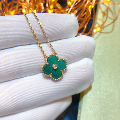 [basloveJW]CLOVER 15MM DIAMOND TURQUOISE NECKLACE