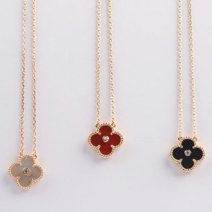 [basloveJW]CLOVER 15MM DIAMOND CARNELIAN NECKLACE