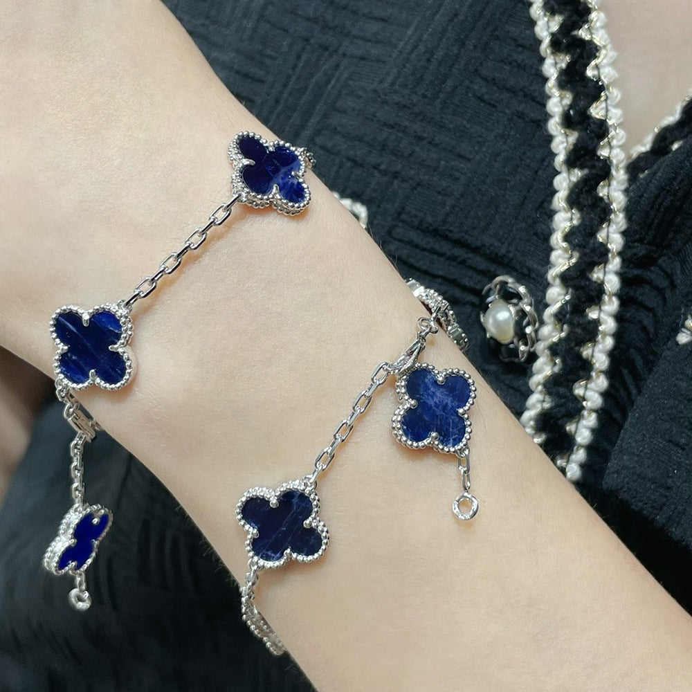 [basloveJW]CLOVER 5 MOTIF PIETERSITE SILVER BRACELET