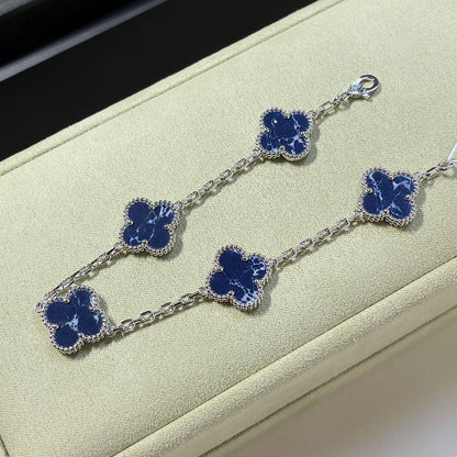 [basloveJW]CLOVER 5 MOTIF PIETERSITE SILVER BRACELET