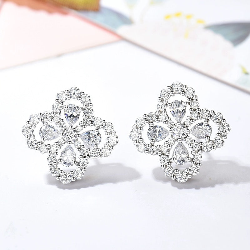 [Basjewels]LOOP EARRINGS FULL MOTIF DIAMOND 16MM SILVE