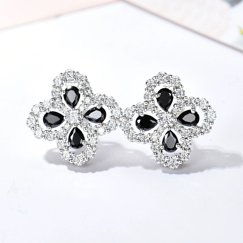 [Basjewels]LOOP EARRINGS FULL MOTIF DIAMOND 16MM SILVE