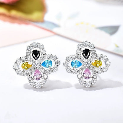 [Basjewels]LOOP EARRINGS FULL MOTIF DIAMOND 16MM SILVE