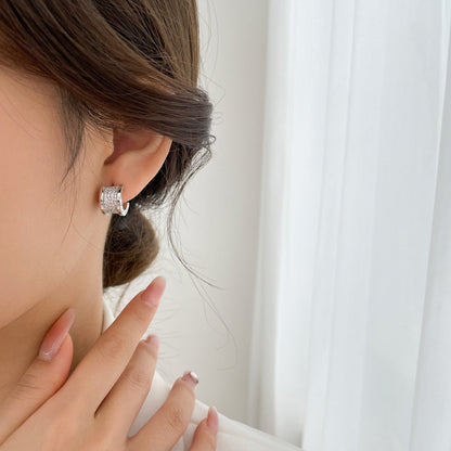 [Basjewels]ZERO 1 DIAMOND PAVED EARRINGS