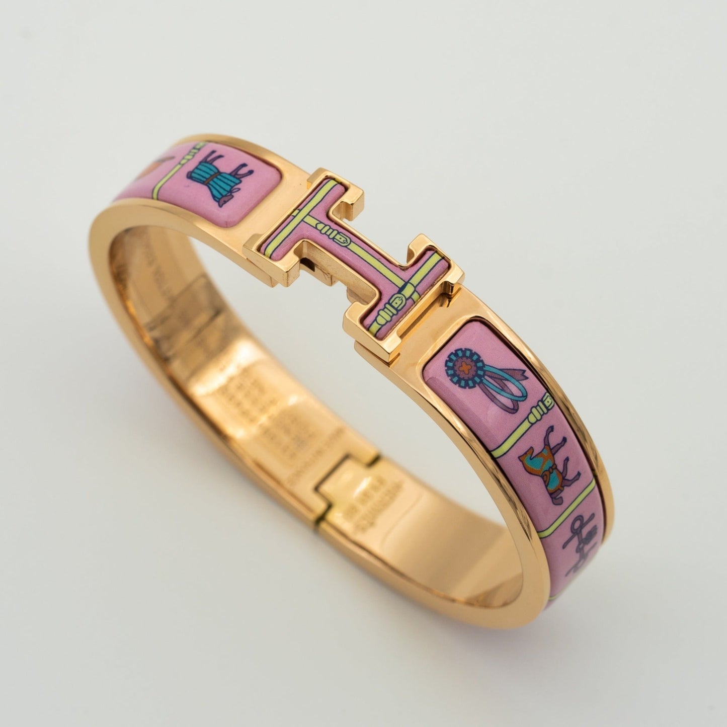 [Basjewels]H PINK GOLD BRACELET PINK CERAMIC