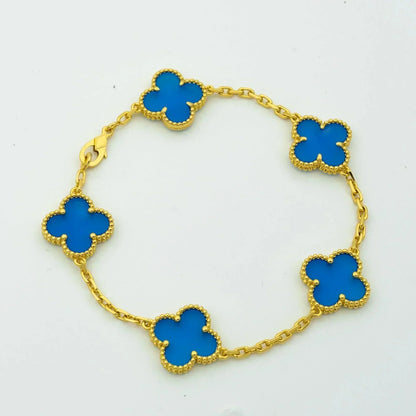 [basloveJW]CLOVER 5 MOTIFS BLUE AGATE BRACELET