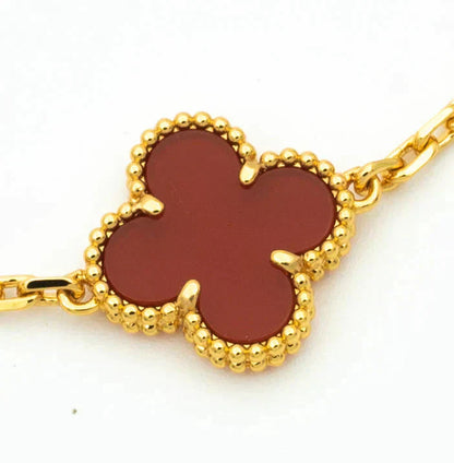 [basloveJW]CLOVER  5 MOTIFS CARNELIAN GOLD BRACELET