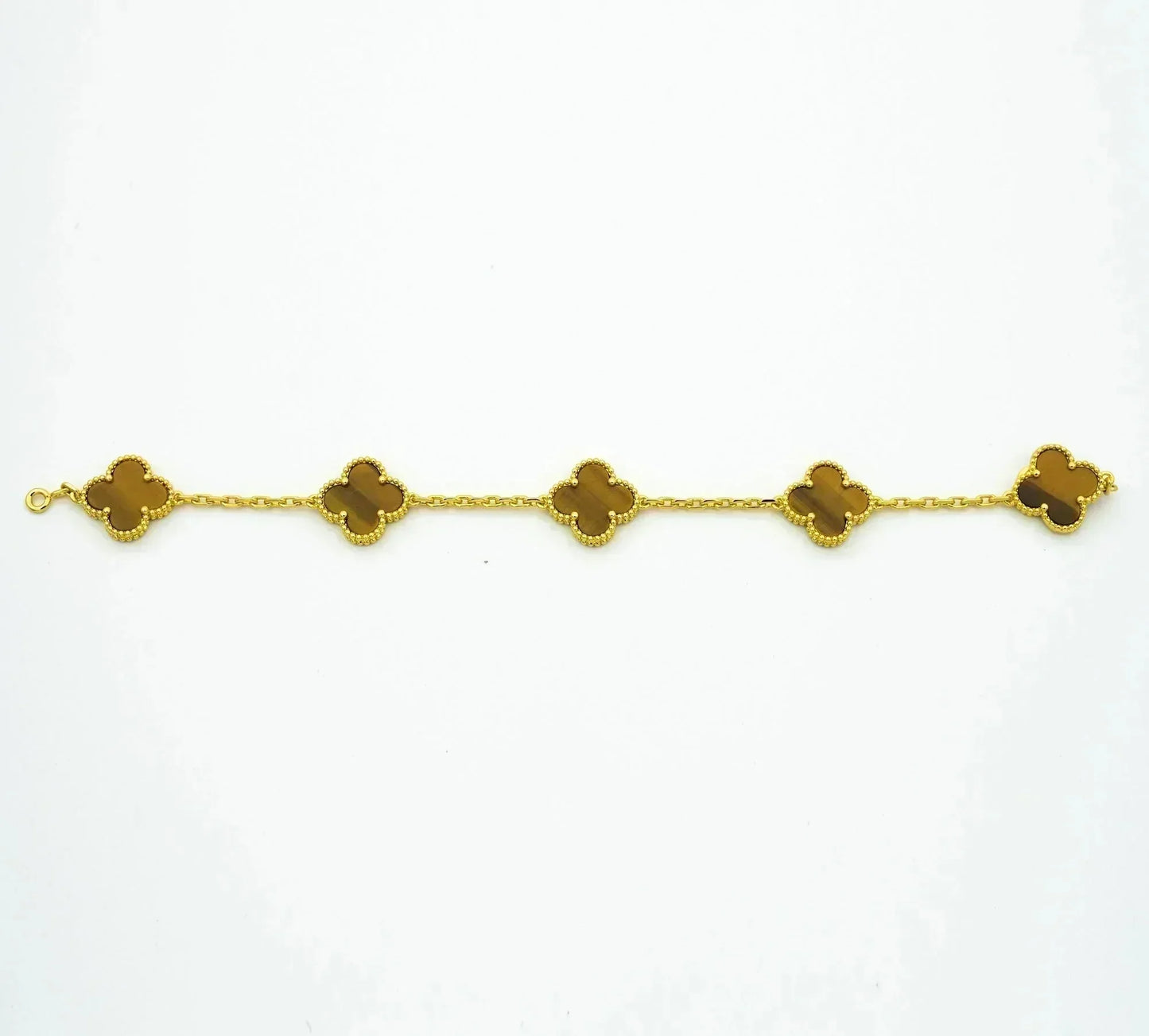 [basloveJW]CLOVER  5 MOTIFS TIGER EYE BRACELET