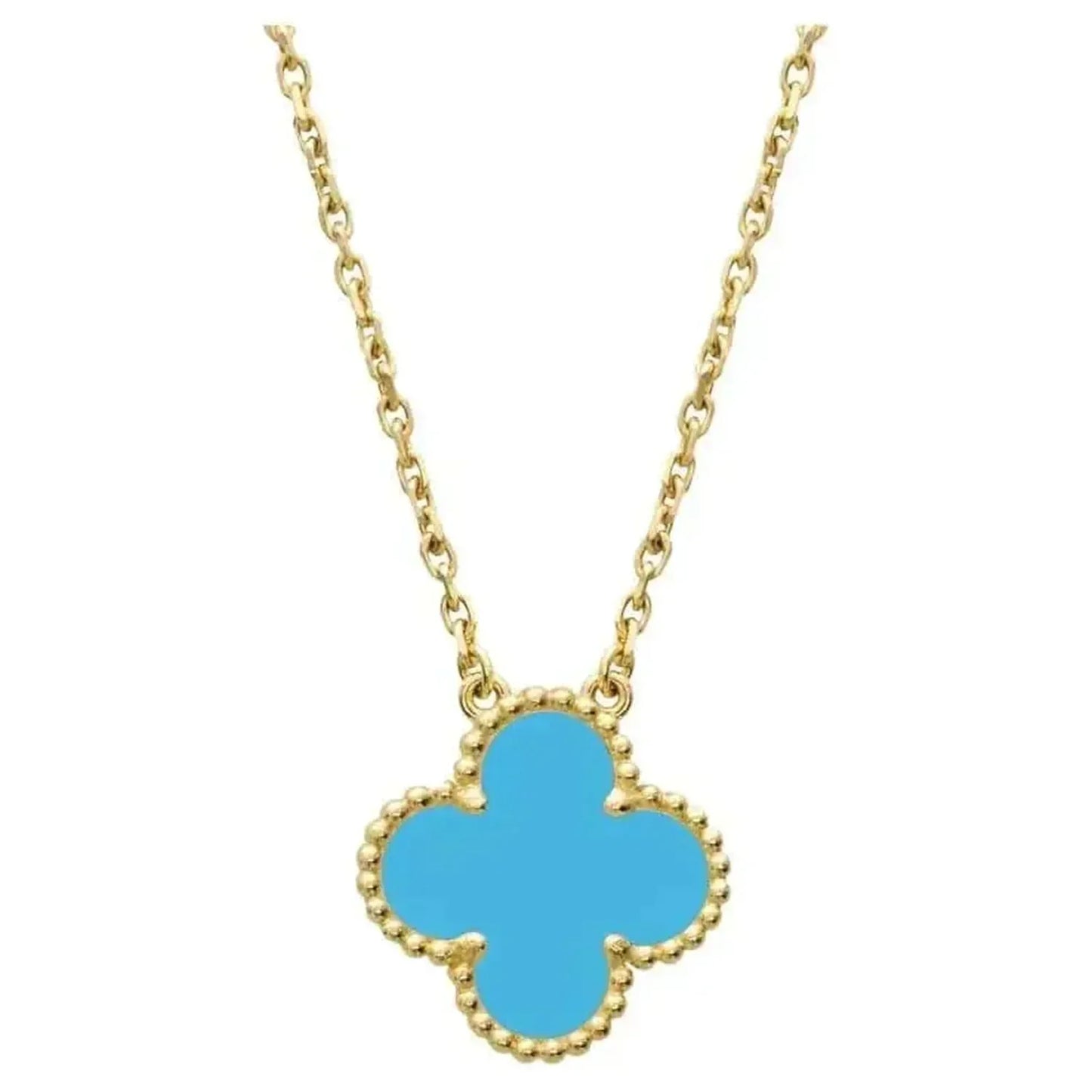 [basloveJW]CLOVER 15MM VINTAGE TURQUOISE NECKLACE